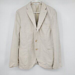 Bogliolo‎ Italy Silk and Wool Blend 3 Button Men's Light Tan Blazer Suit Jacket